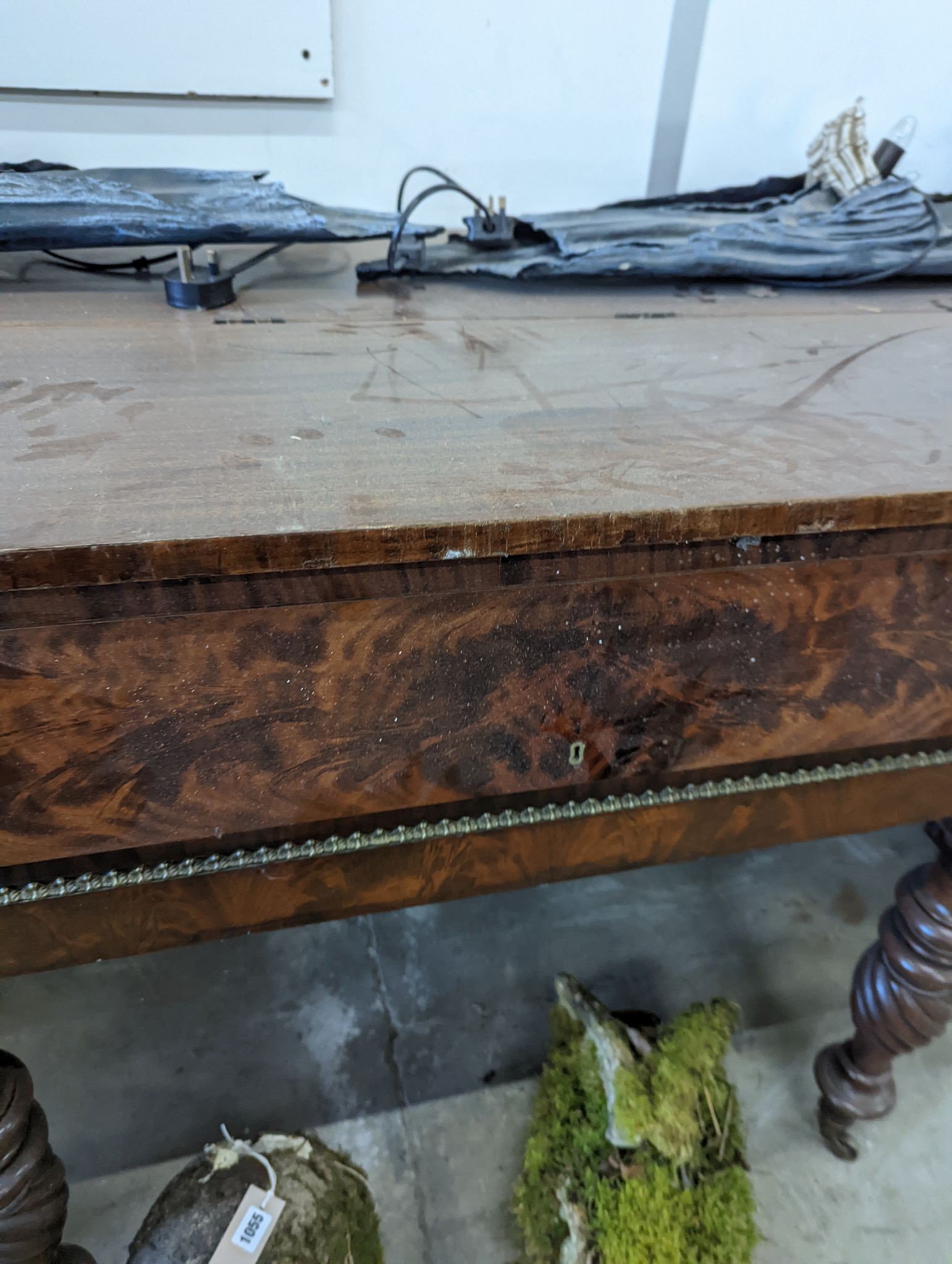 A Regency banded mahogany converted square piano, by Loud and Brothers, Philadelphia, width 174cm, depth 68cm, height 91cm